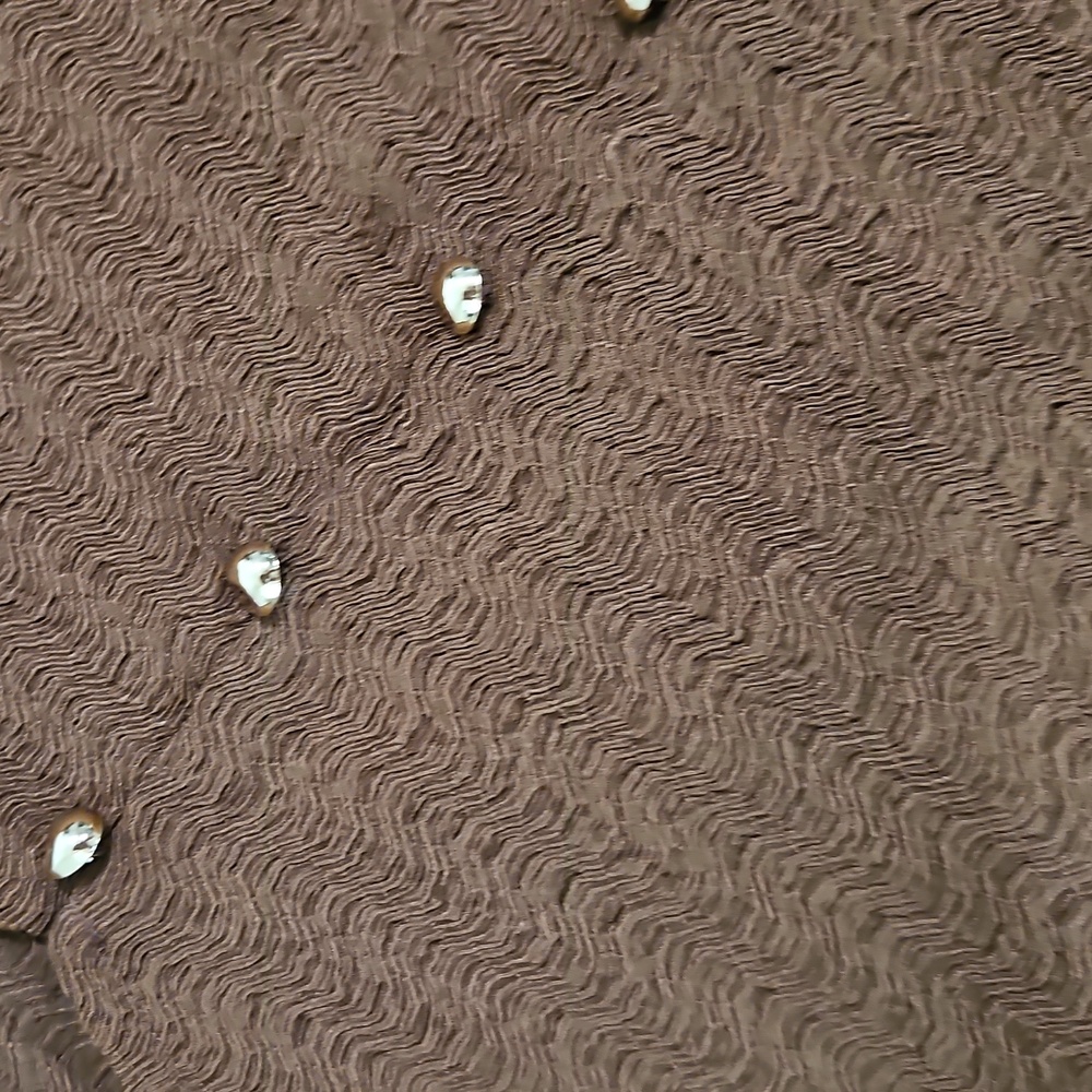Peach Brown Ribbed Button Front Crop Top - Picture 4 of 4
